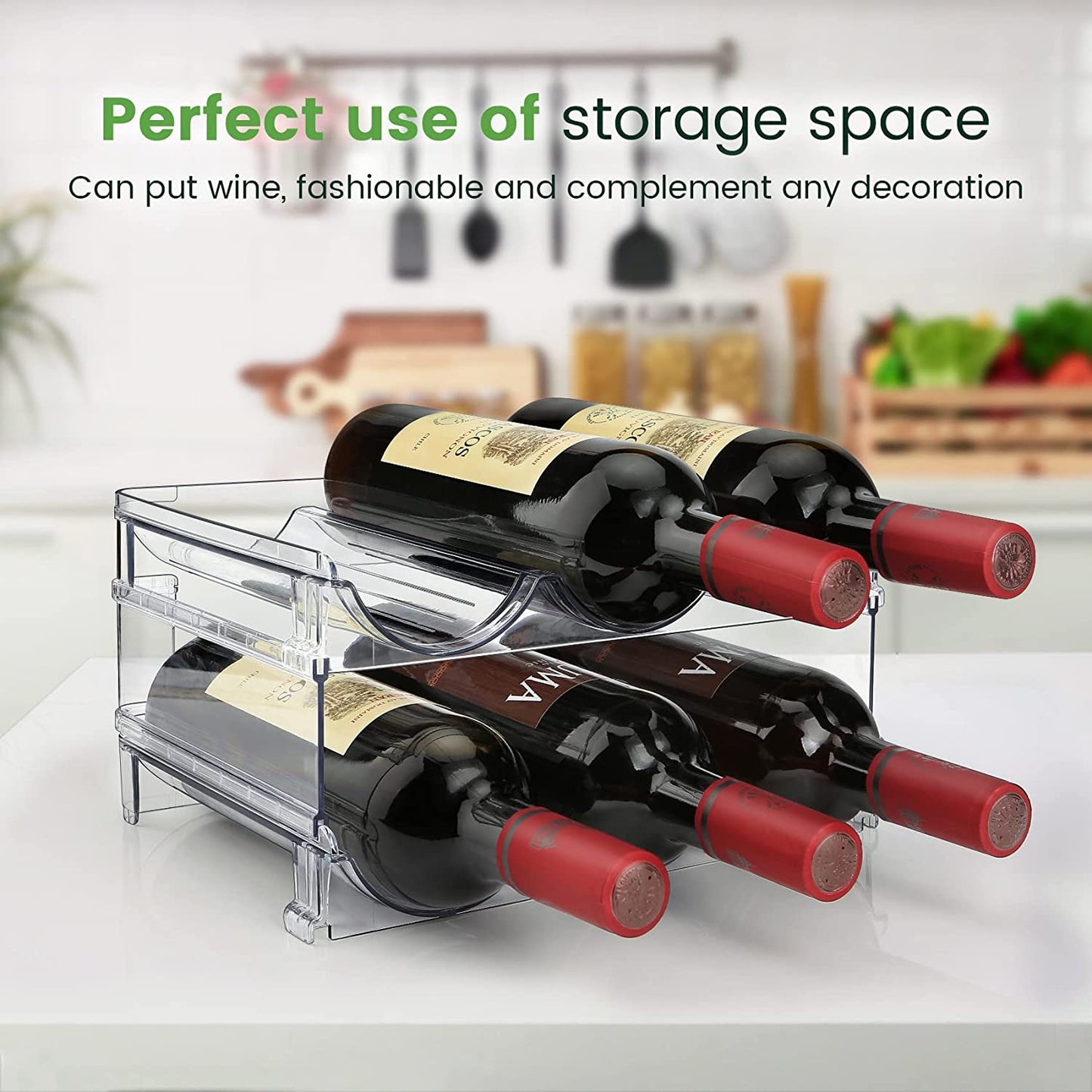 Stackable Water Bottle Organizer Rack for Cabinets & Countertops (2-Pack)