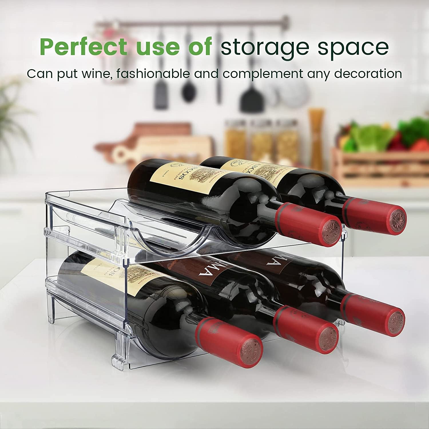 Stackable Water Bottle Organizer Rack for Cabinets & Countertops (2-Pack)