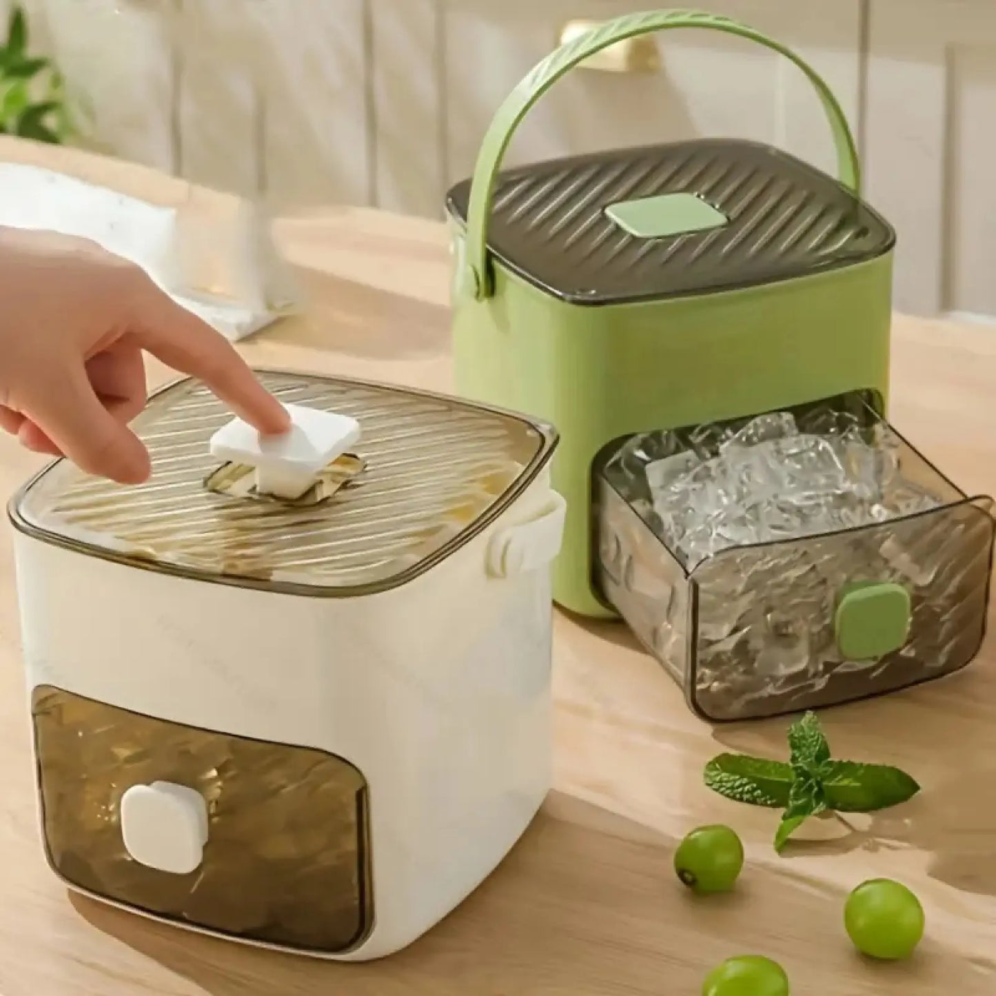 48-Compartment Ice Cube Tray with Easy-Press Lid & Storage Bin