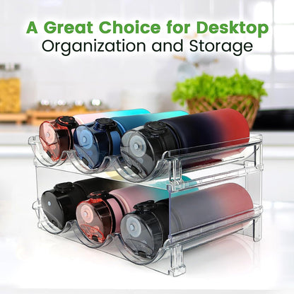 Stackable Water Bottle Organizer Rack for Cabinets & Countertops (2-Pack)