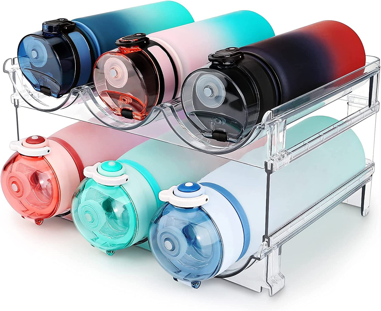 Stackable Water Bottle Organizer Rack for Cabinets & Countertops (2-Pack)