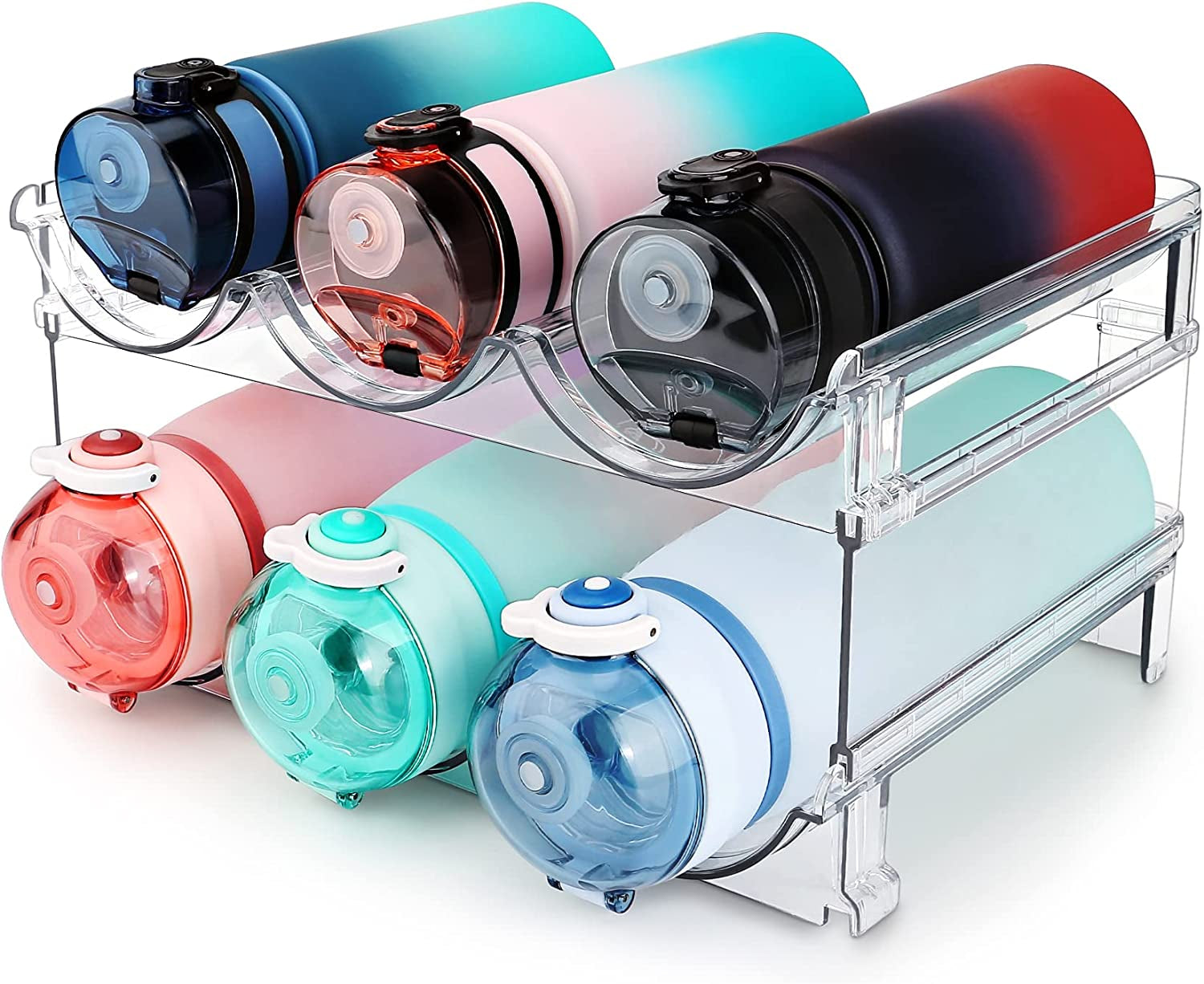 Stackable Water Bottle Organizer Rack for Cabinets & Countertops (2-Pack)