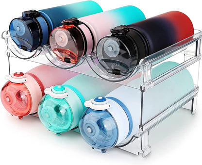 Stackable Water Bottle Organizer Rack for Cabinets & Countertops (2-Pack)