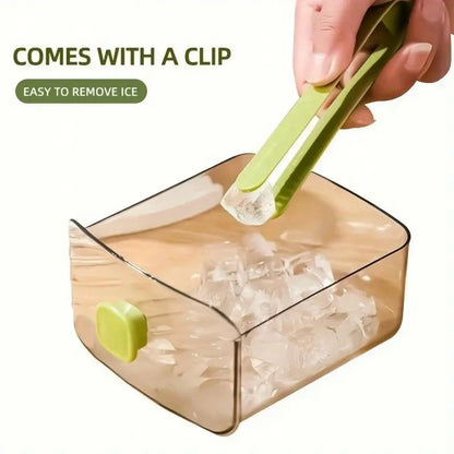 48-Compartment Ice Cube Tray with Easy-Press Lid & Storage Bin