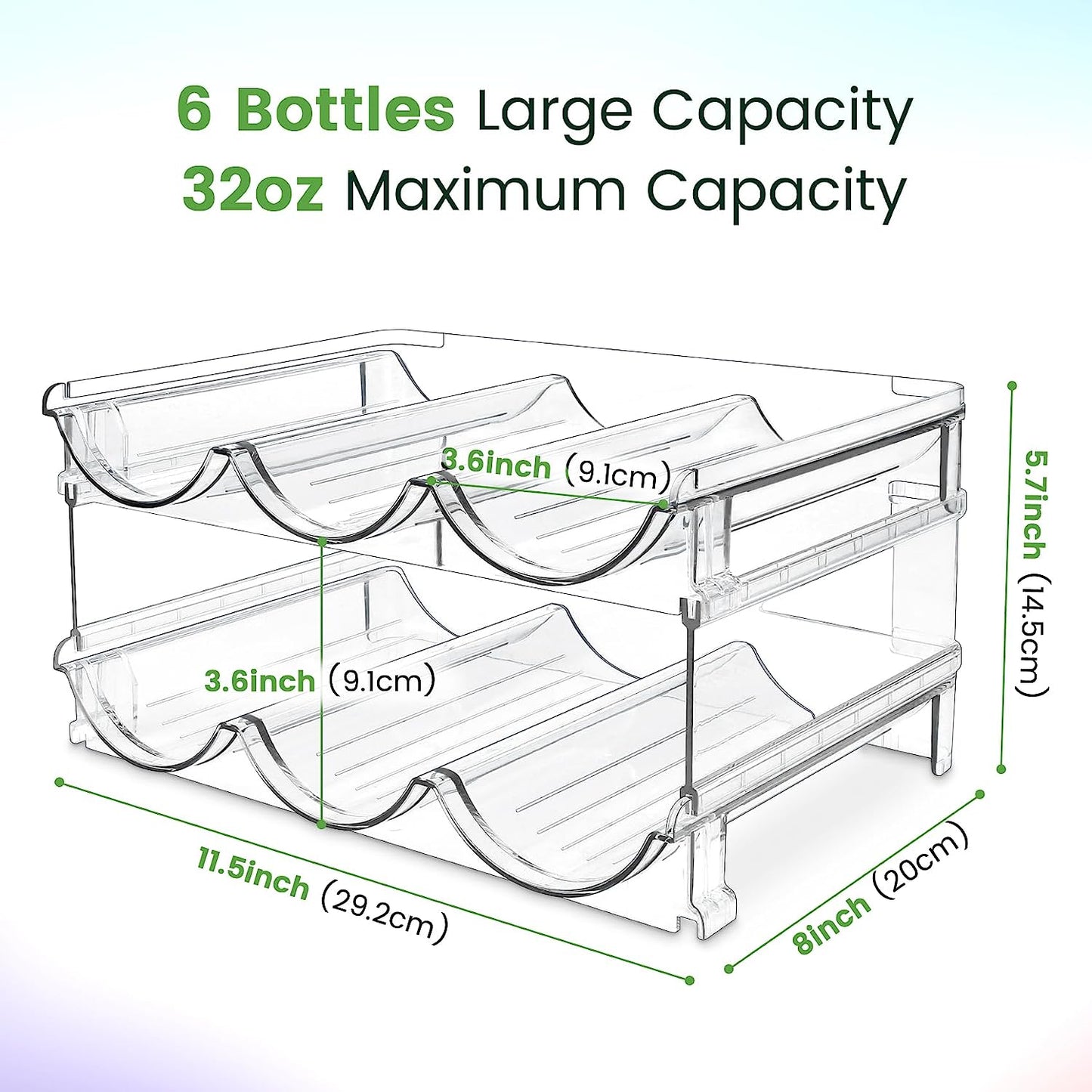 Stackable Water Bottle Organizer Rack for Cabinets & Countertops (2-Pack)