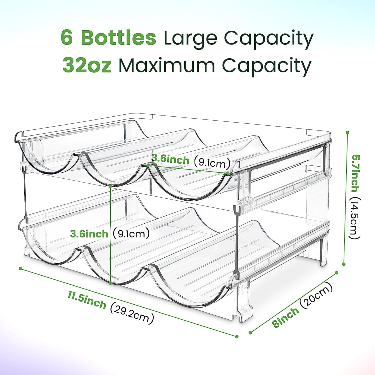 Stackable Water Bottle Organizer Rack for Cabinets & Countertops (2-Pack)
