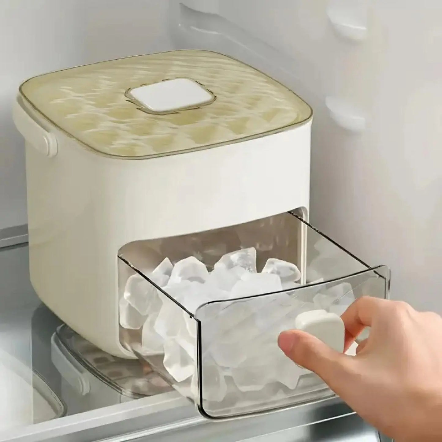 48-Compartment Ice Cube Tray with Easy-Press Lid & Storage Bin