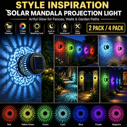 Solar Mandala Wall Lights with 7-Color Changing LED Glow