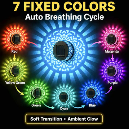 Solar Mandala Wall Lights with 7-Color Changing LED Glow
