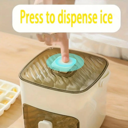 48-Compartment Ice Cube Tray with Easy-Press Lid & Storage Bin