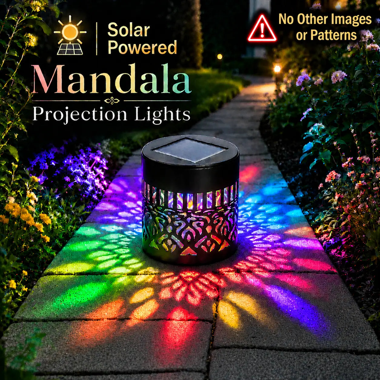 Solar Mandala Wall Lights with 7-Color Changing LED Glow